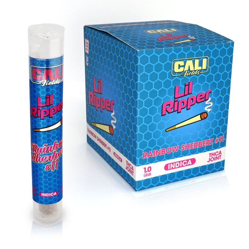 Cali Fields Lil Ripper THCA Pre-Roll 1G, Rainbow Sherbert (Indica