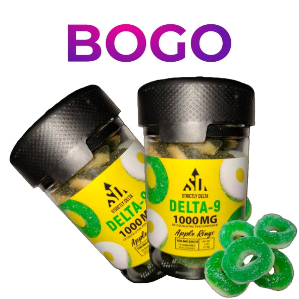 BOGO Delta-9 Apple Rings, 1000MG Per Bottle 10 Gummies 100MG Each