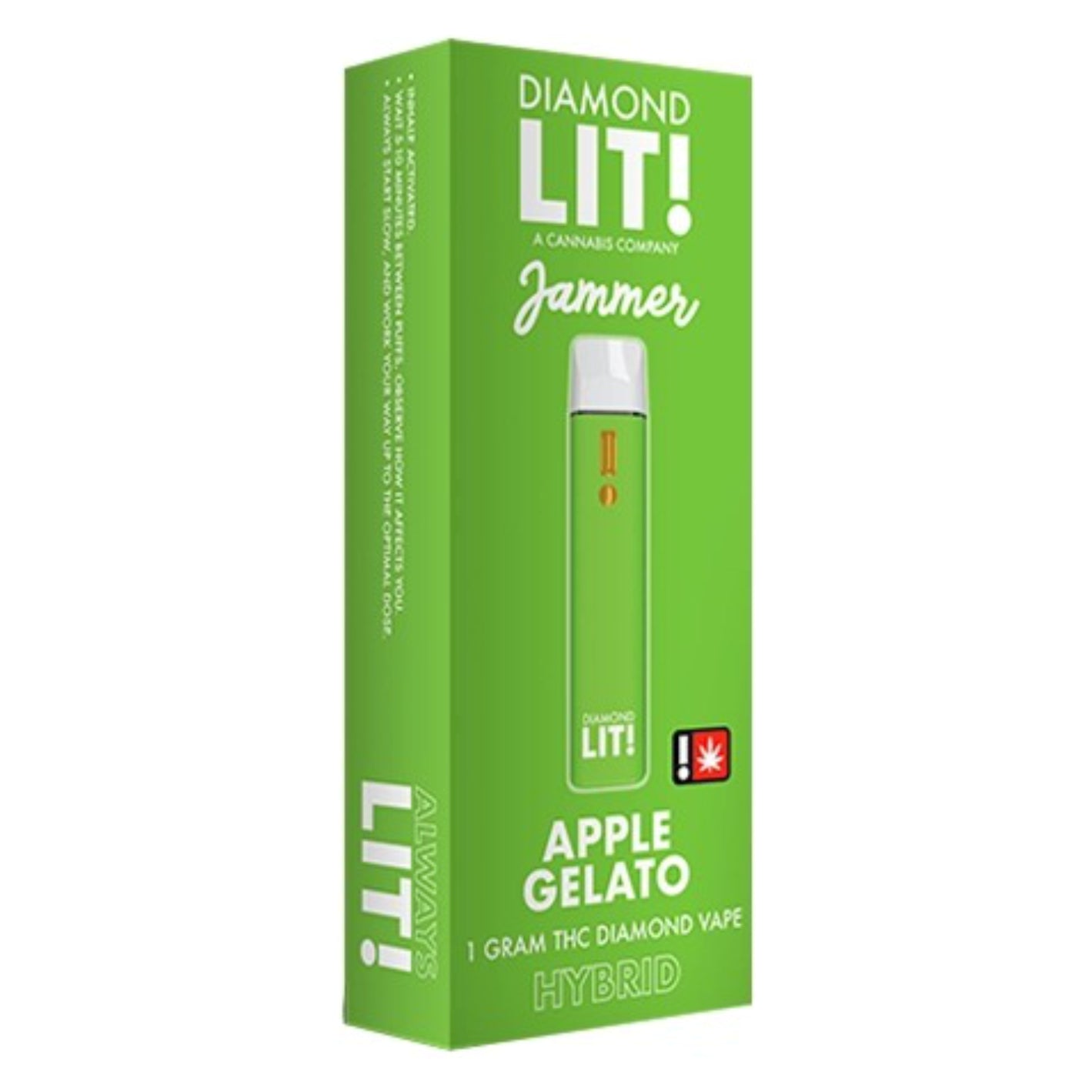 LIT! THC DIAMOND DISPOSABLE VAPE JAMMER 1G , APPLE GELATO - HYBRID LIT! THC DIAMOND DISPOSABLE VAPE JAMMER 1G , APPLE GELATO - HYBRID
