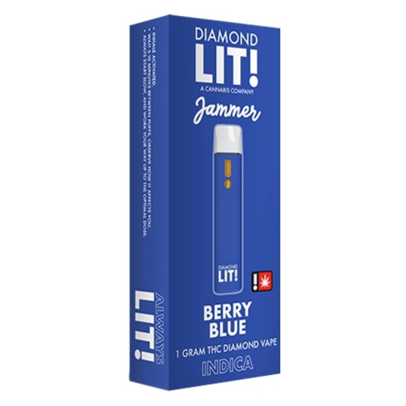 LIT! THC DIAMOND DISPOSABLE VAPE JAMMER 1G , BERRY BLUE - INDICA LIT! THC DIAMOND DISPOSABLE VAPE JAMMER 1G , BERRY BLUE - INDICA