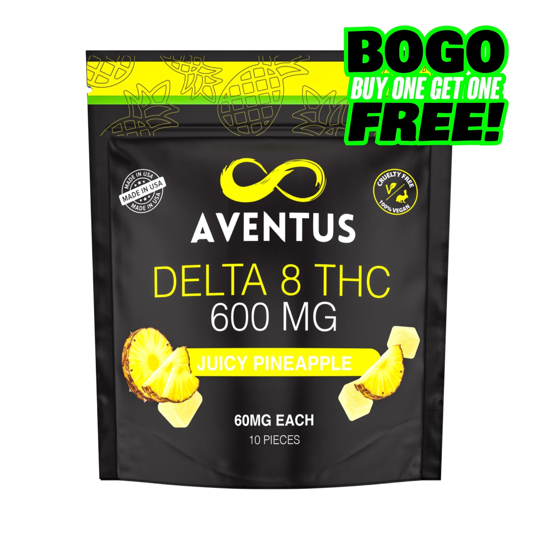 DELTA 8 THC INFUSED GUMMIES JUICY PINEAPPLE 600mg