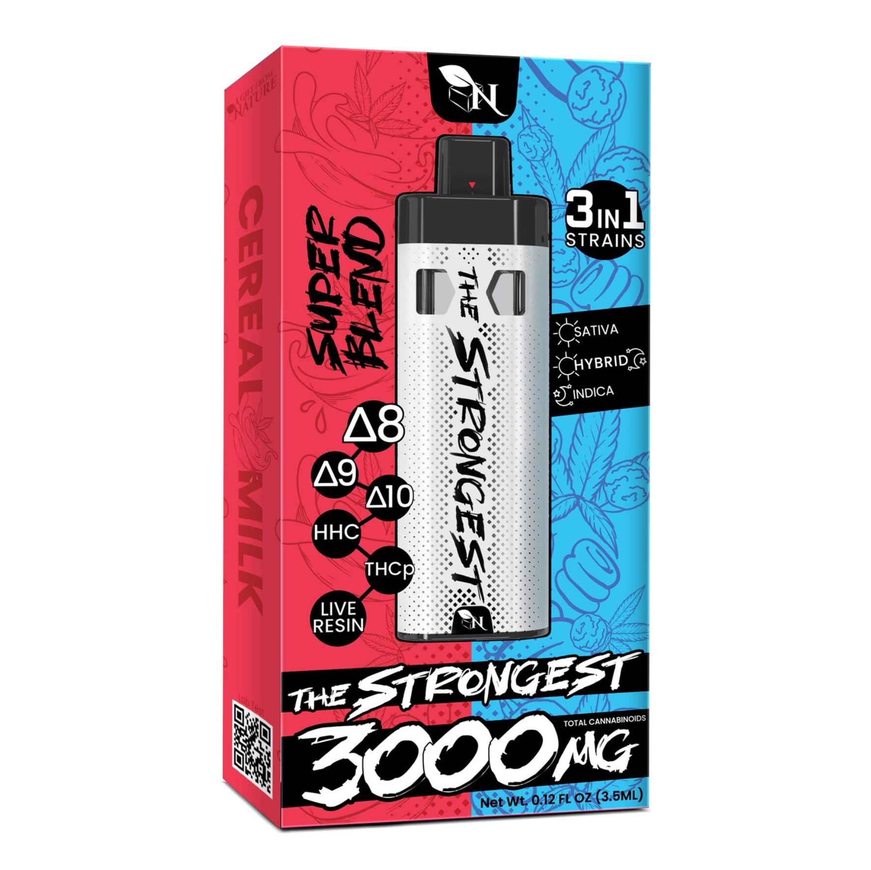 THE STRONGEST - SUPER BLEND THC 3000MG - CEREAL MILK/CRUNCH BERRIES - 3IN1 - Sativa - Hybrid - Inica
