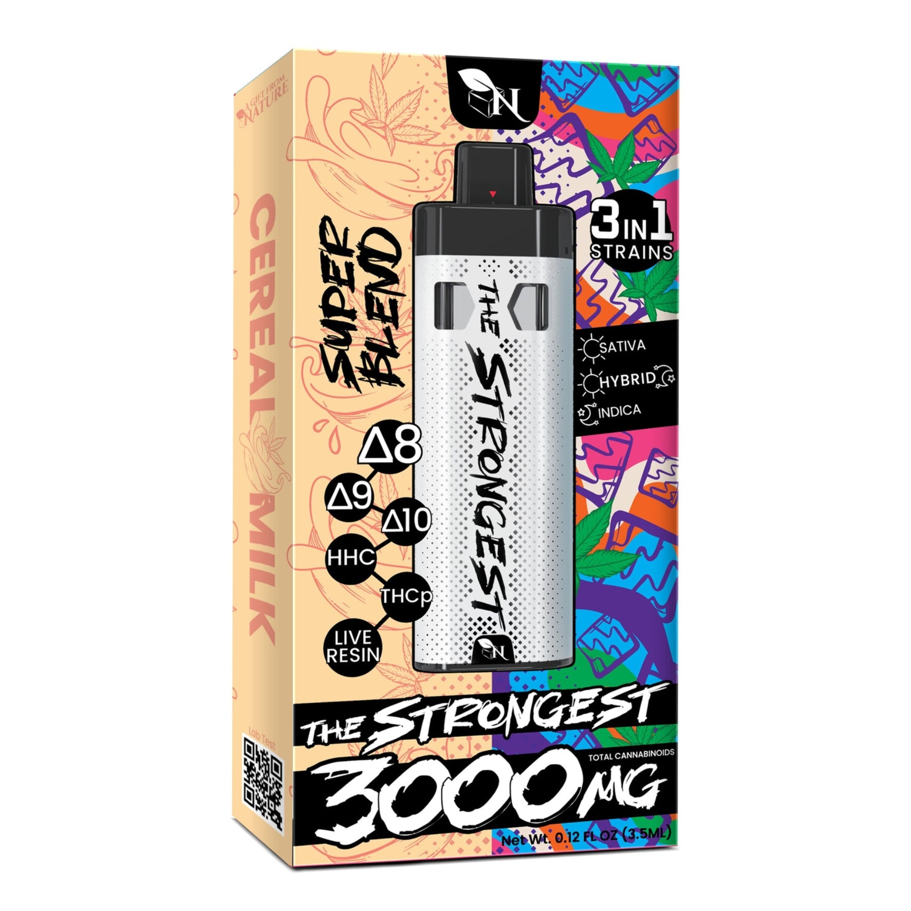 THE STRONGEST - SUPER BLEND THC 3000MG - CEREAL MILK/TOASTED CINNAMON - 3IN1 - Sativa - Hybrid - Inica