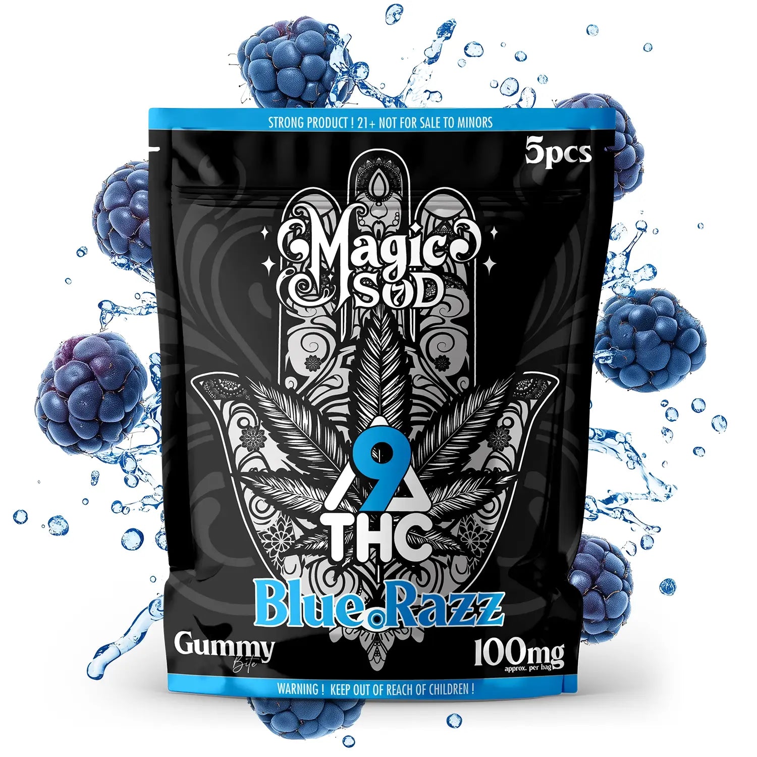 MAGICSOD D9 THC Blue Razz Gummies 100mg (5pcs)