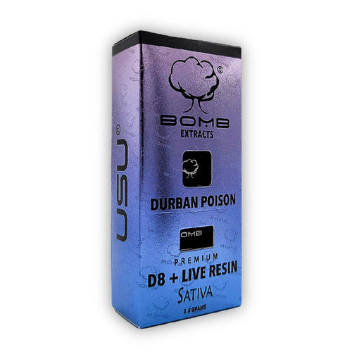BOMB EXTRACTS (D8 + LIVE RESIN) DISPOSABLE VAPE 2.5G DURBAN POISON - SATIVA