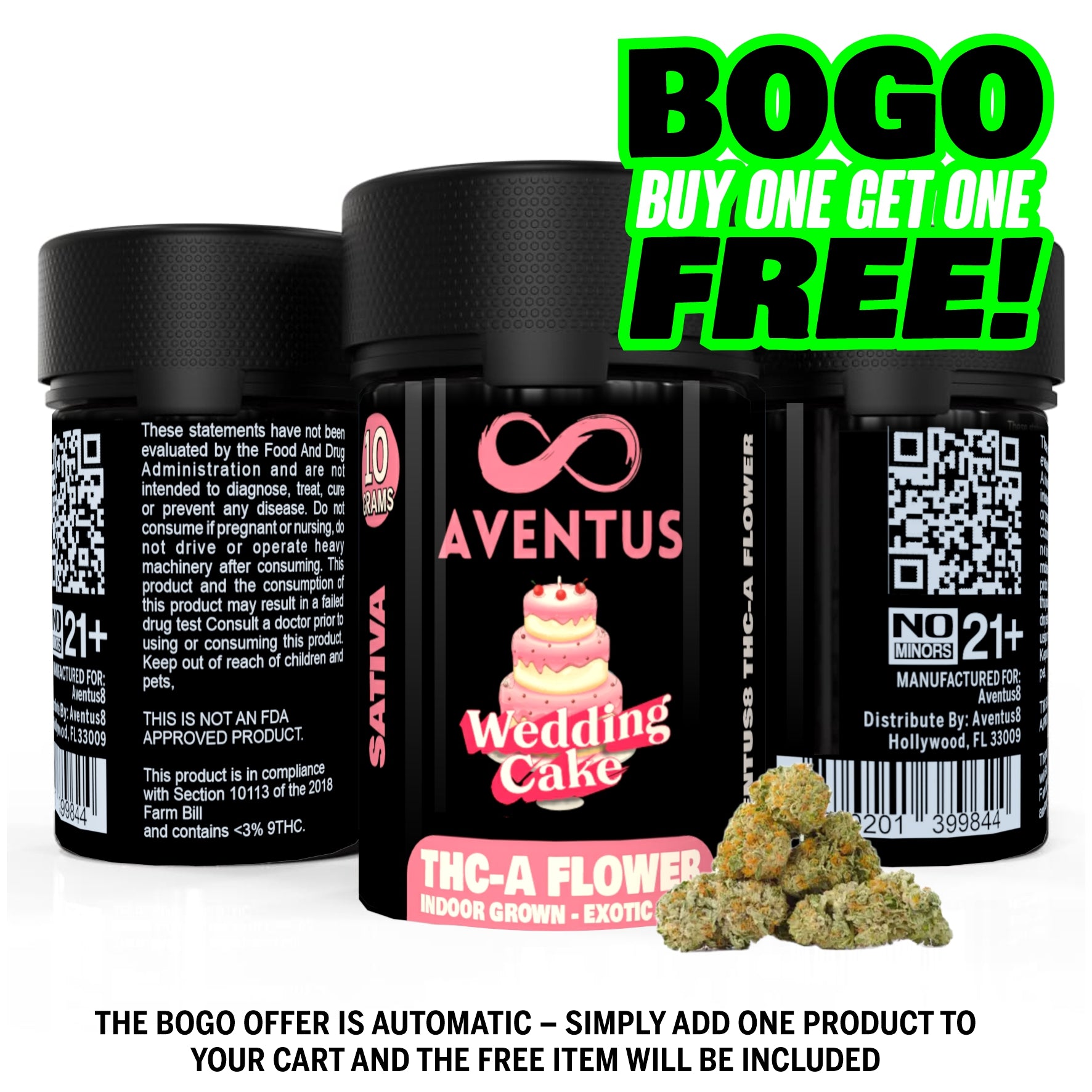 AVENTUS8 THC-A FLOWER Wedding Cake 10G