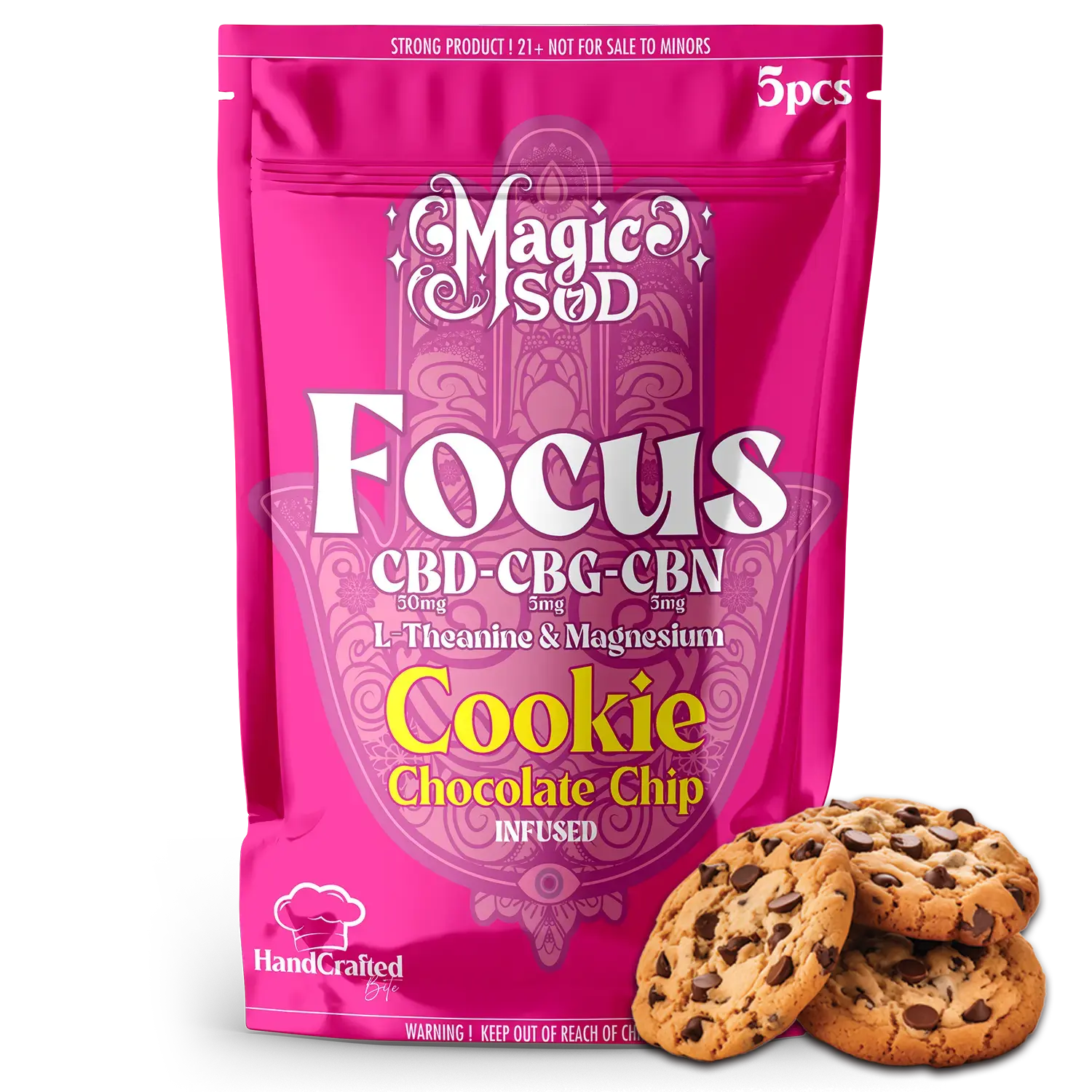 MAGICSOD Focus Chocolate Chip Cookie infused with (CBD + CBG + CBN @ 300mg) + L-Theanine & Magnesium
