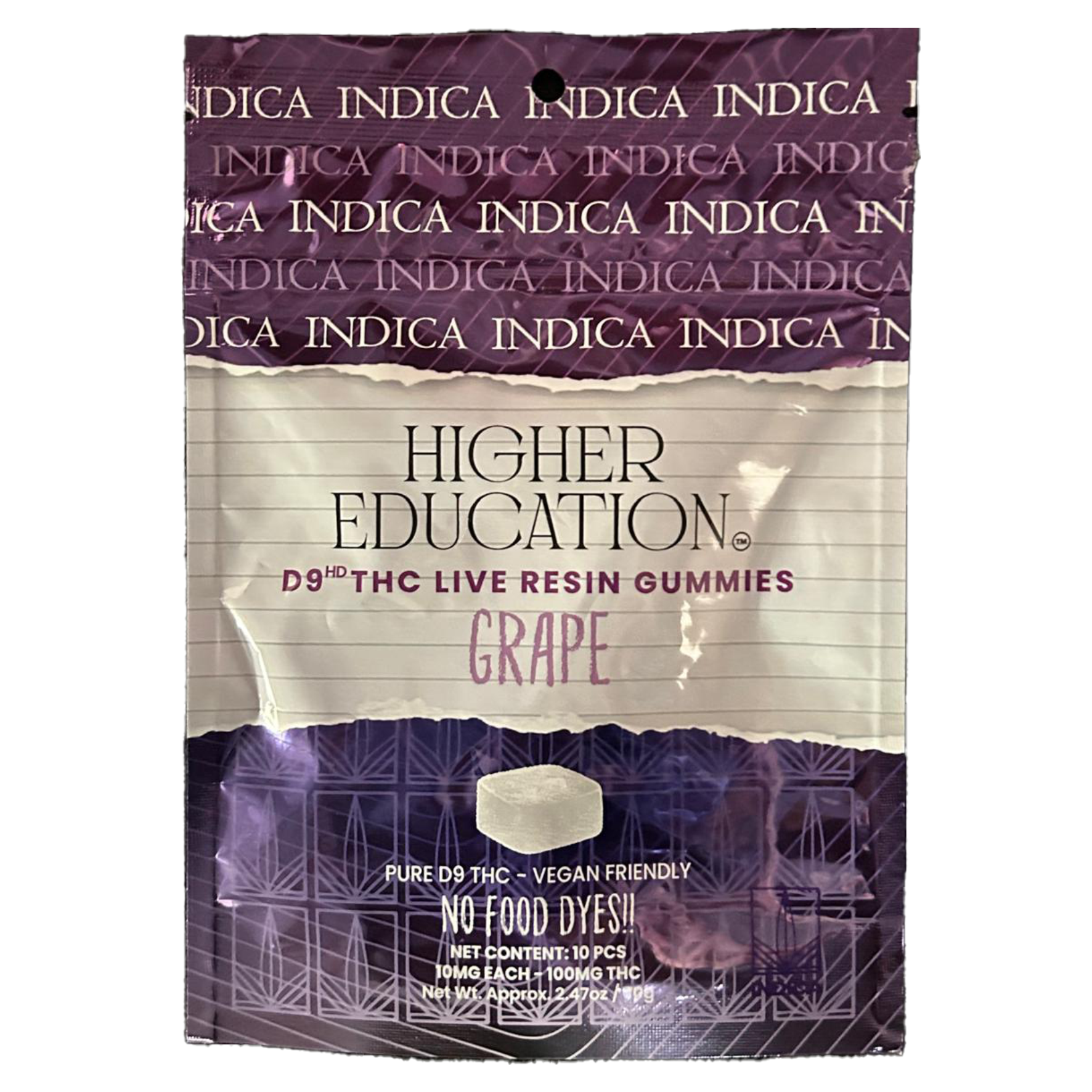 Higher Education™ D9 THC Live Resin Gummies | 100MG Grape - Indica