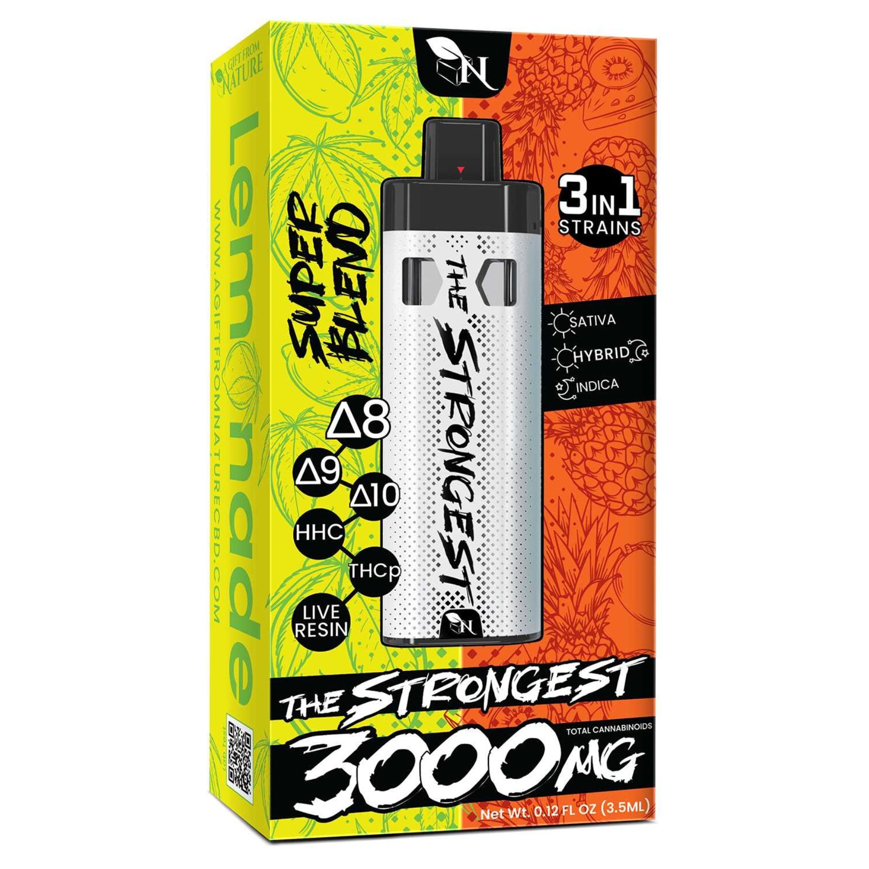 THE STRONGEST - SUPER BLEND THC 3000MG - LEMONADE/TROPIC THUNDER - 3IN1 - Sativa - Hybrid - Inica
