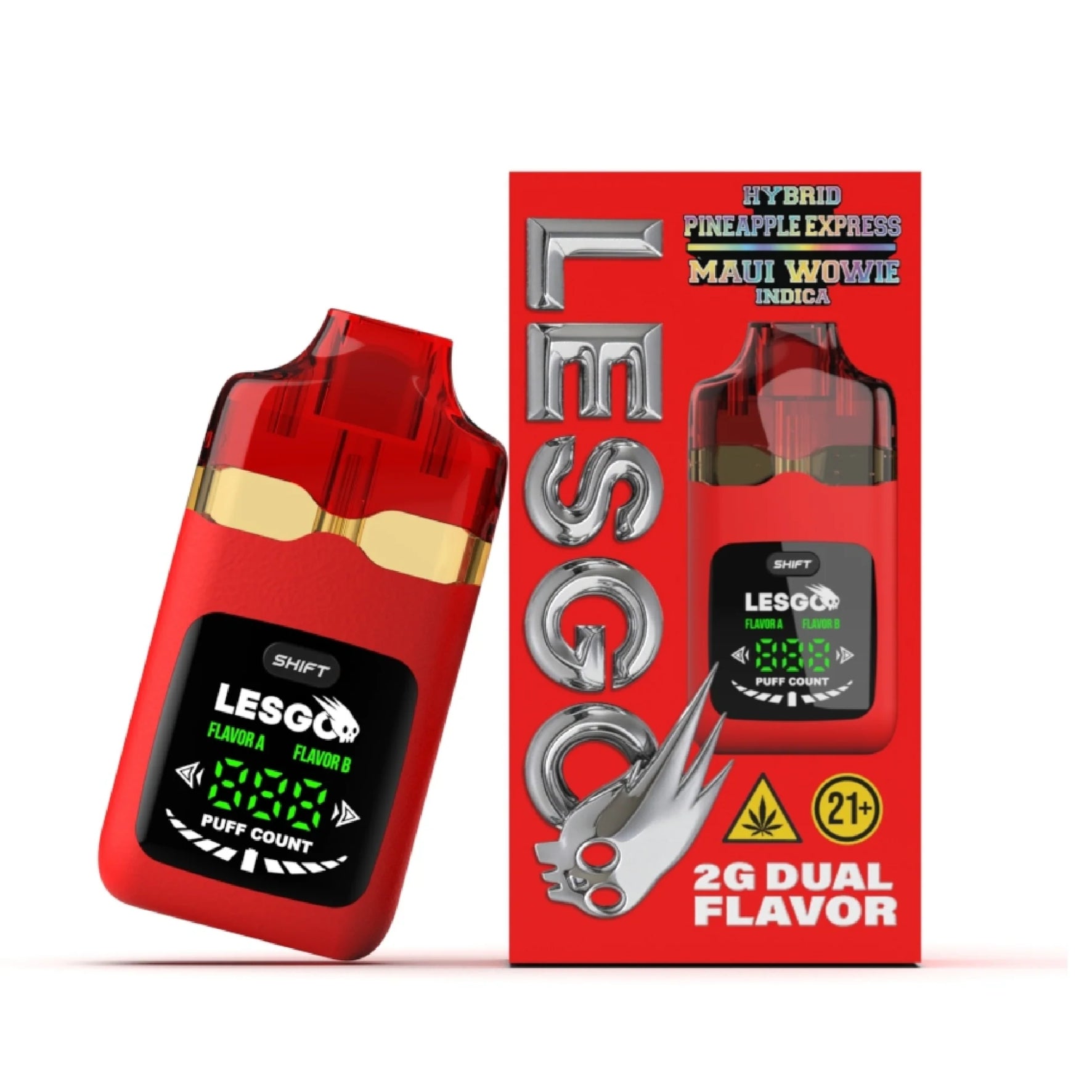 LESGO Delta-8 + THCP + CBN Disposable Vape – 1750mg, Pineapple express (Hybrid) - Maui Wowie (indica)