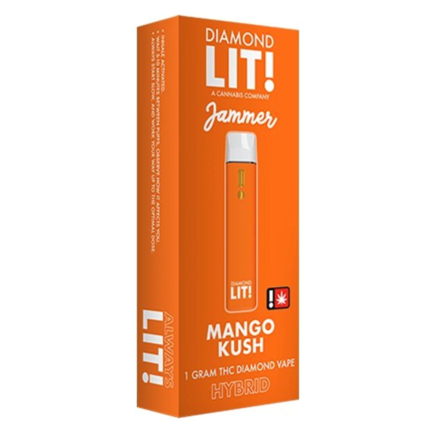 LIT! THC DIAMOND DISPOSABLE VAPE JAMMER 1G , MANGO KUSH - HYBRID LIT! THC DIAMOND DISPOSABLE VAPE JAMMER 1G , MANGO KUSH - HYBRID