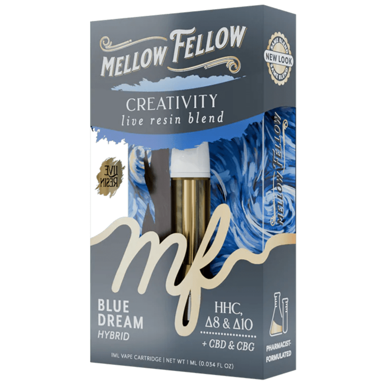 Mellow Fellow Creativity Blend 1ml Live Resin Vape Cartridge - Blue Dream (Hybrid)