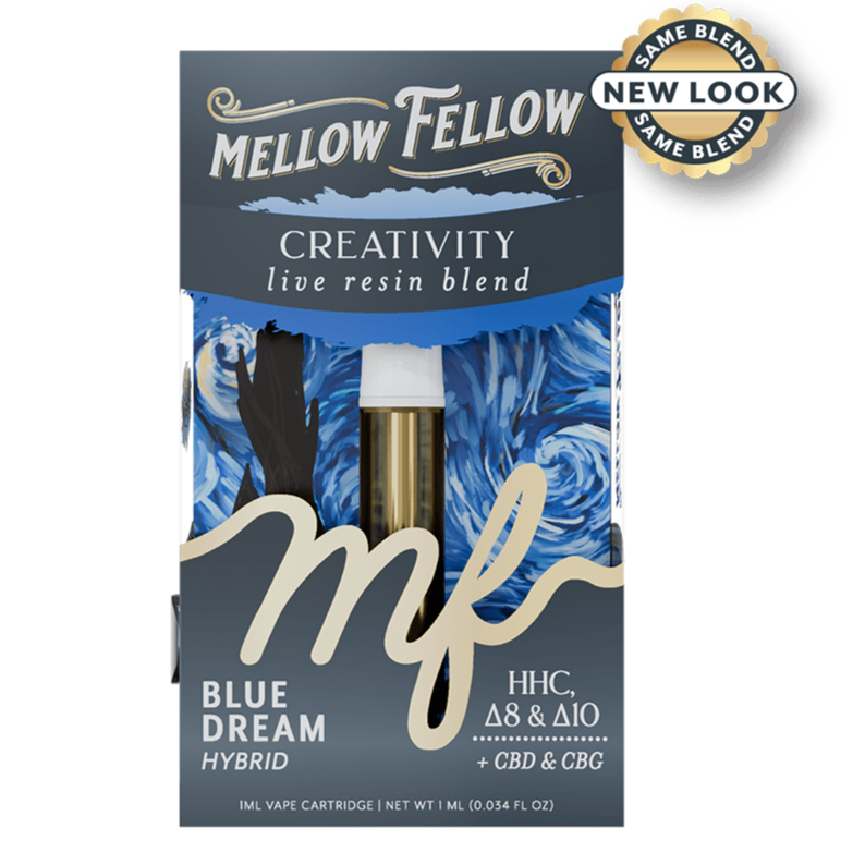 Mellow Fellow Creativity Blend 1ml Live Resin Vape Cartridge - Blue Dream (Hybrid)
