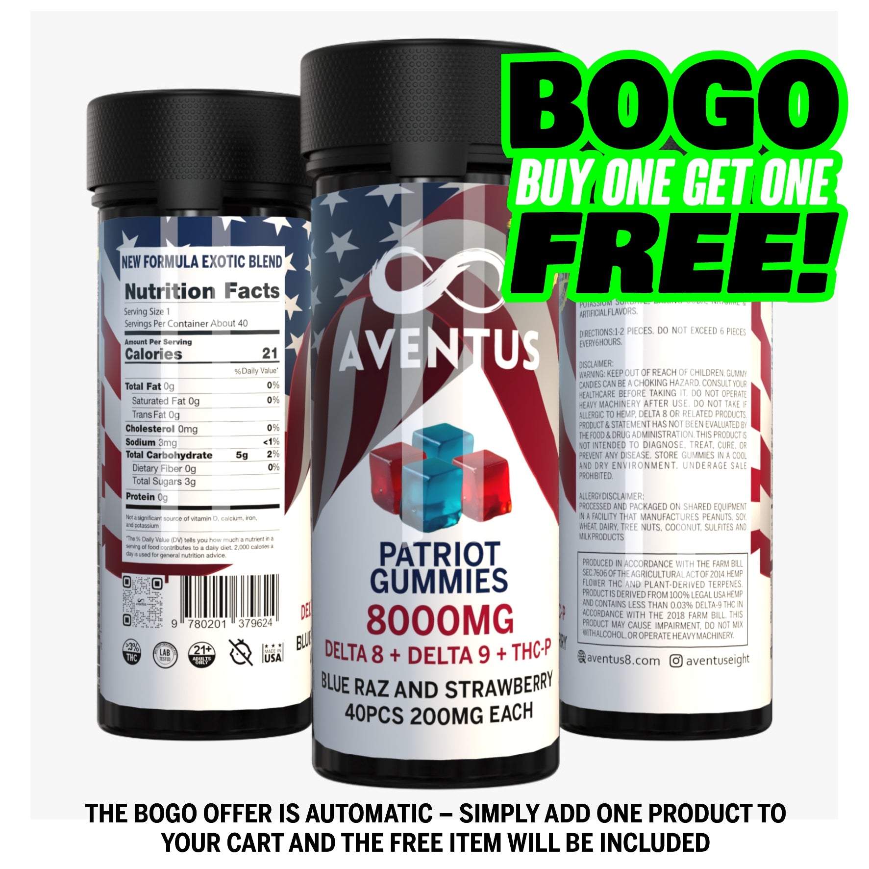 8000mg Patriot Gummies - Exclusively by Aventus8