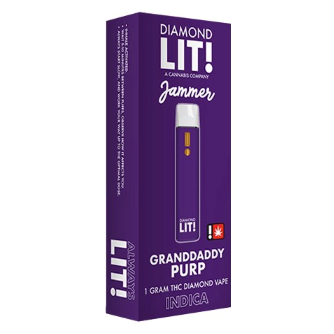 LIT! THC DIAMOND DISPOSABLE VAPE JAMMER 1G , GRANDADDY PURP - INDICA