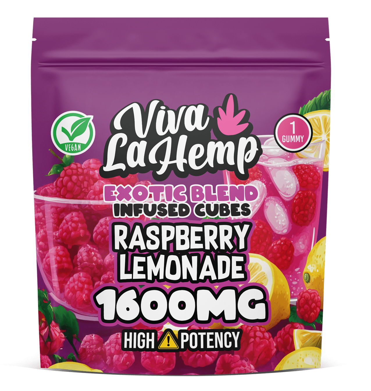 viva la hemp Exotic Blend Infused Cubes – 1600MG Raspberry Lemonade
