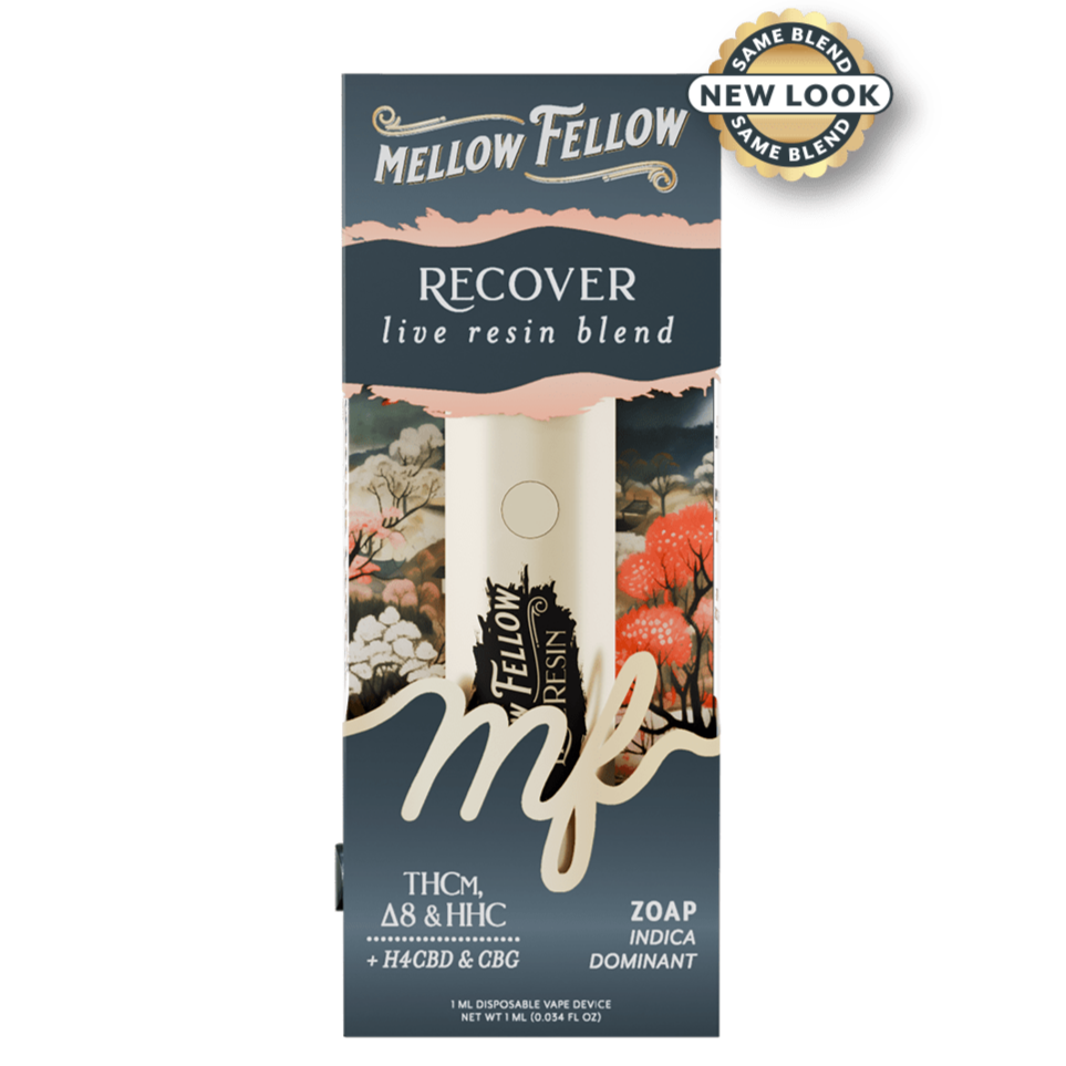Mellow Fellow Recover Blend - Live Resin 1ml Disposable Vape - Zoap (Indica Dominant)