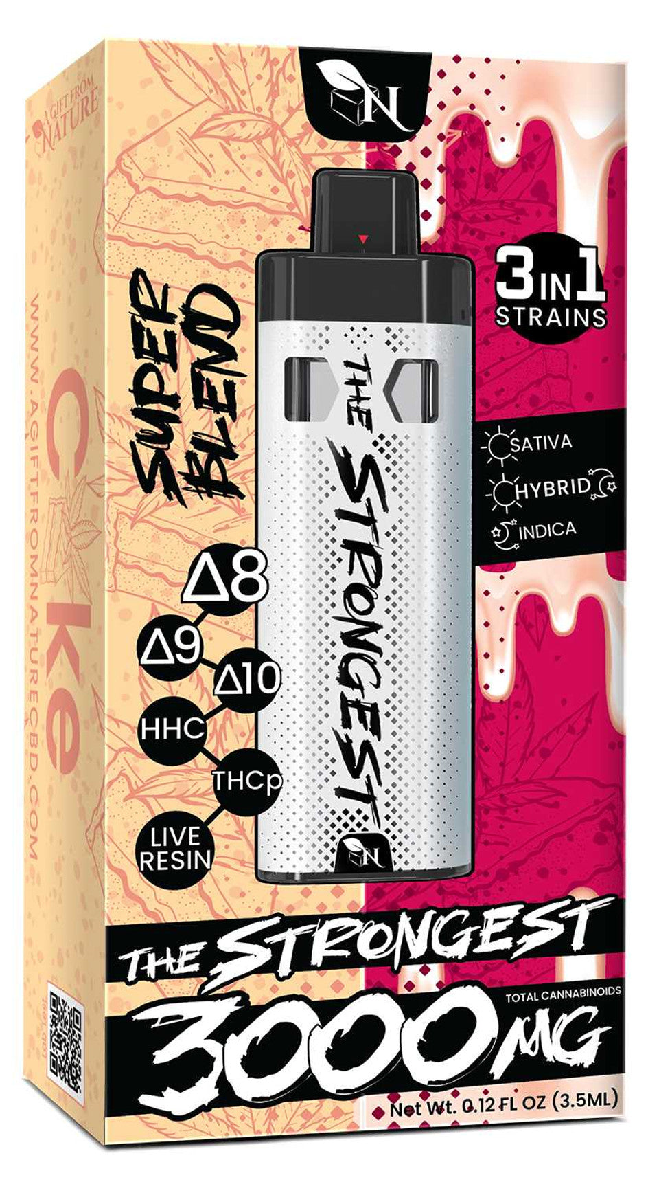 THE STRONGEST - SUPER BLEND THC 3000MG -CAKE/RED VELVET - 3IN1 - Sativa - Hybrid - Indica