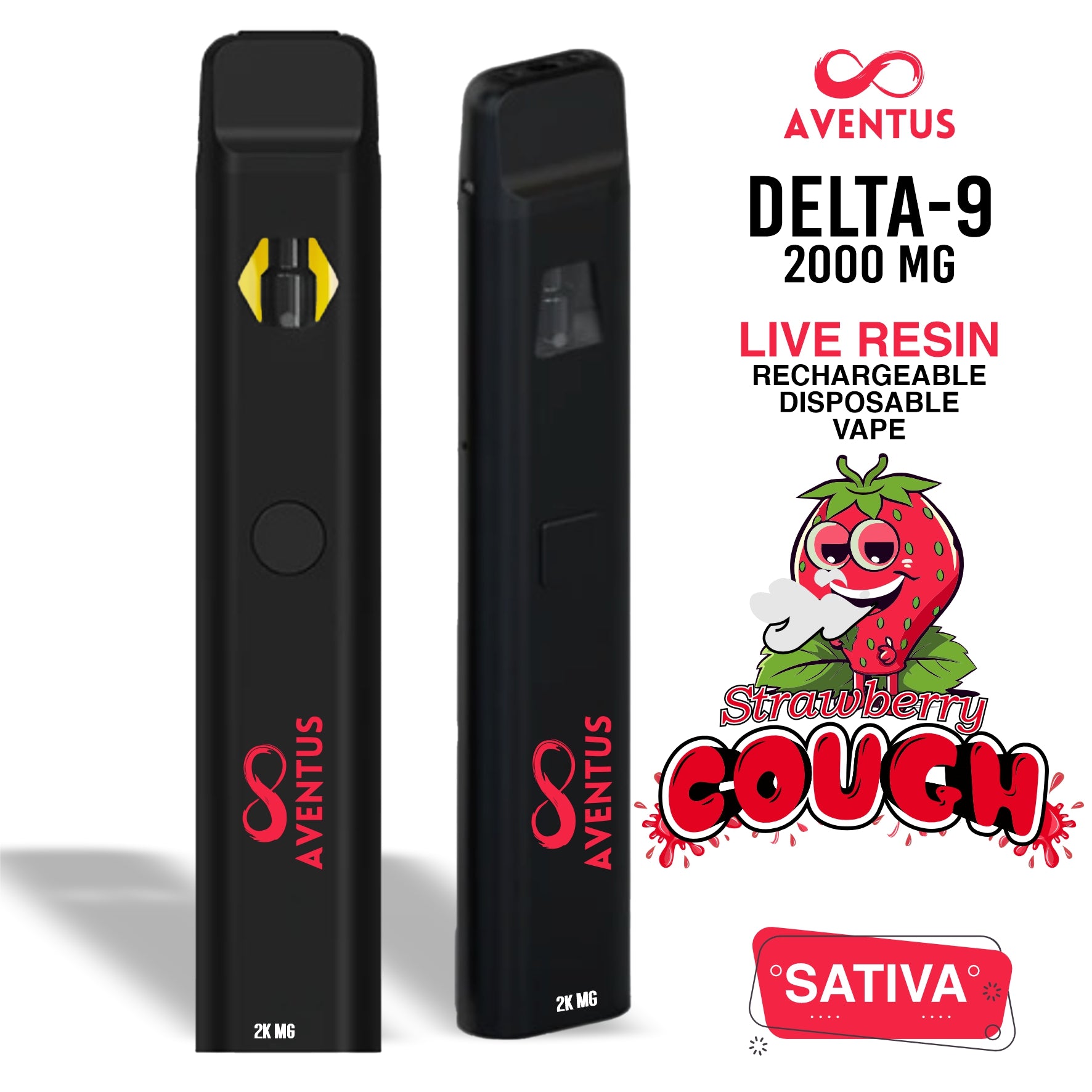 Disposable Vape 2G Delta 9 Strawberry Cough Sativa