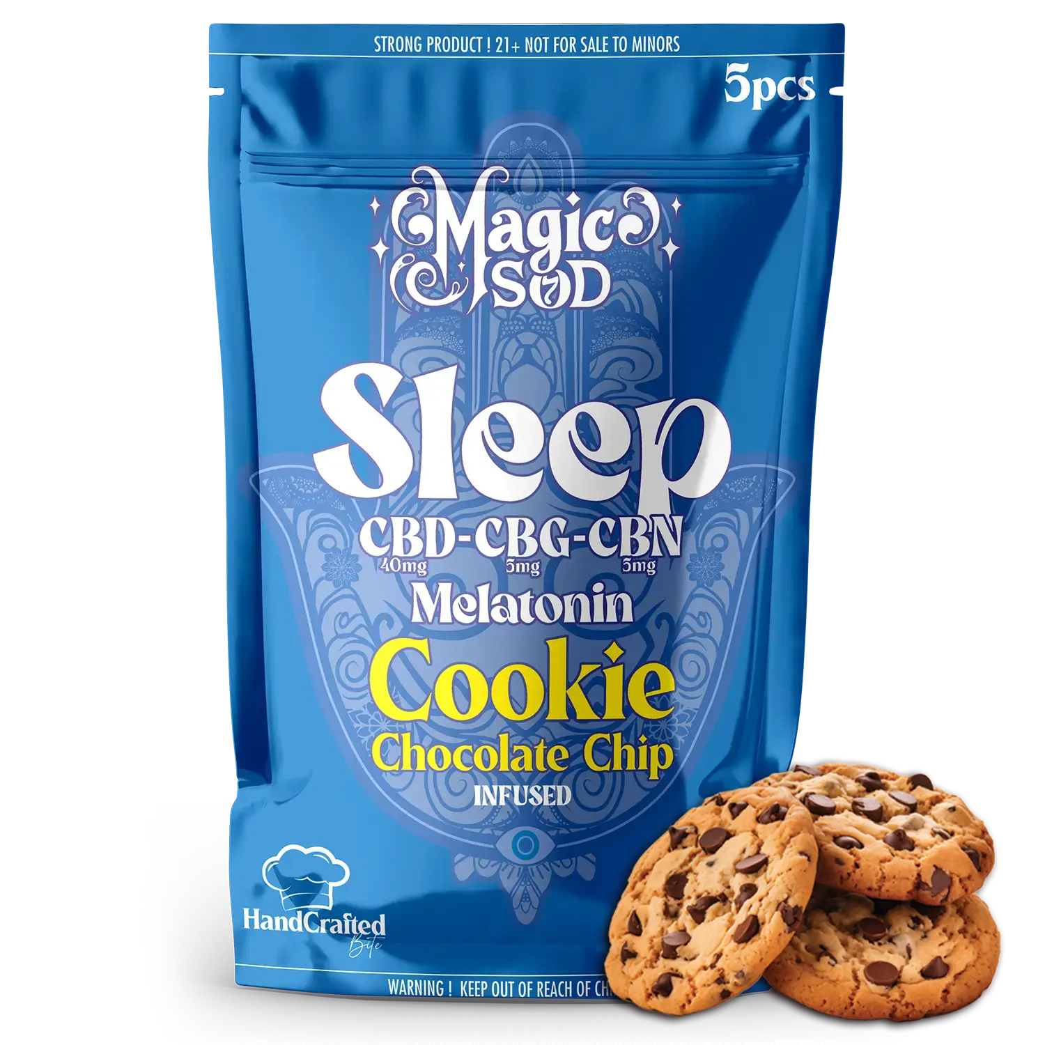 MAGICSOD Sleep Chocolate Chip Cookie infused with (CBD + CBG + CBN @ 750mg) + Melatonin