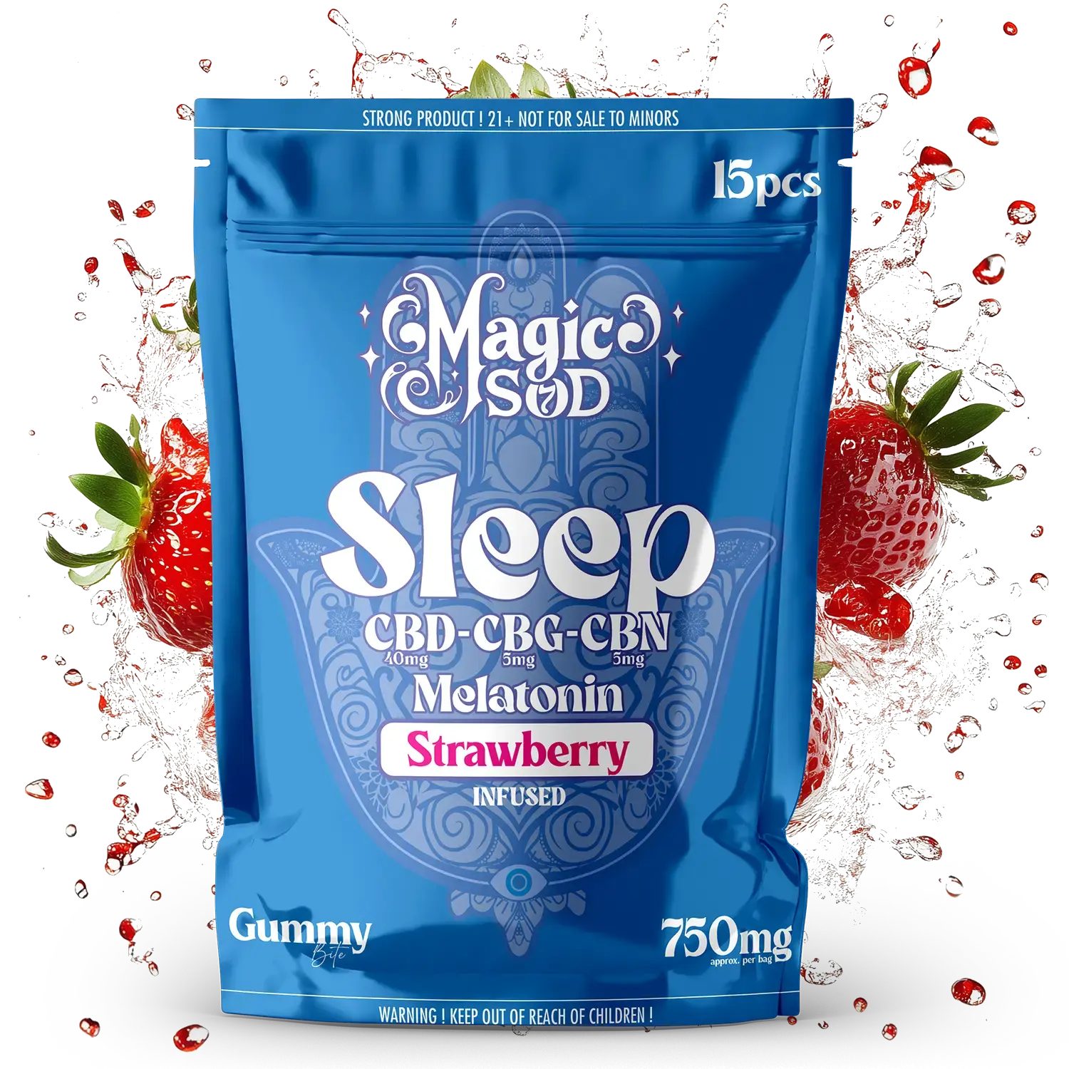 MAGICSOD SLEEP CBD-CBG-CBN MELATONIN GUMMY 750MG - STRAWBERRY