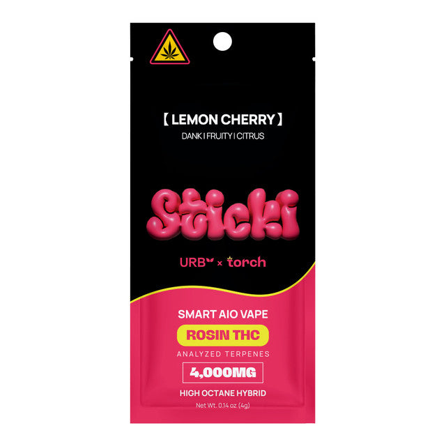 Sticki by URB x TORCH Smart AIO Vape 4000mg Rosin THC Lemon Cherry Sticki by URB x TORCH Smart AIO Vape 4000mg Rosin THC Lemon Cherry