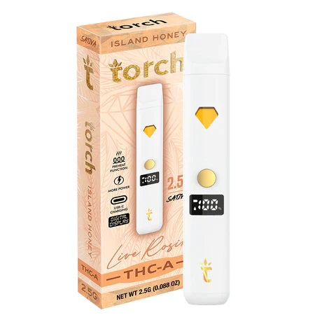 Live Rosin Island Honey Sativa Torch THC-A Disposable Vape Pen 2.5g Live Rosin Island Honey Sativa Torch THC-A Disposable Vape Pen 2.5g