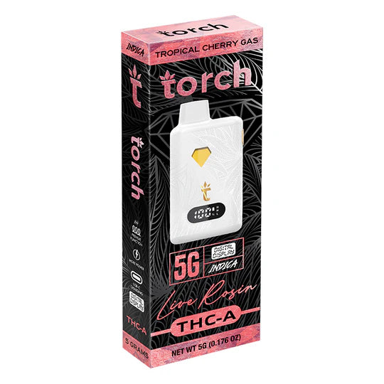 Live Rosin TROPICAL CHERRY GAS INDICA Torch THC-A Disposable Vape 5g