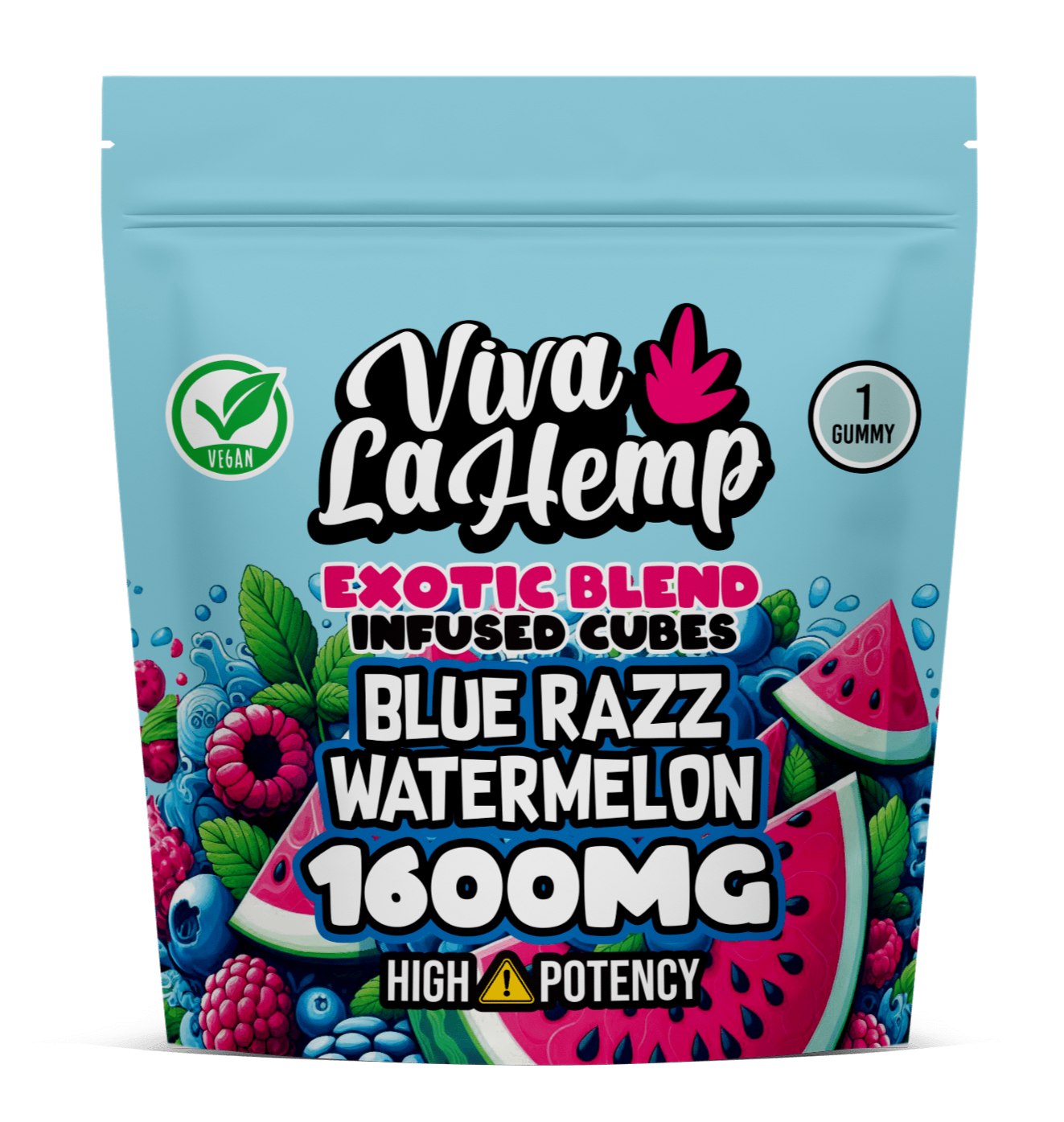 viva la hemp Exotic Blend Infused Cubes – 1600MG Blue Razz Watermelon