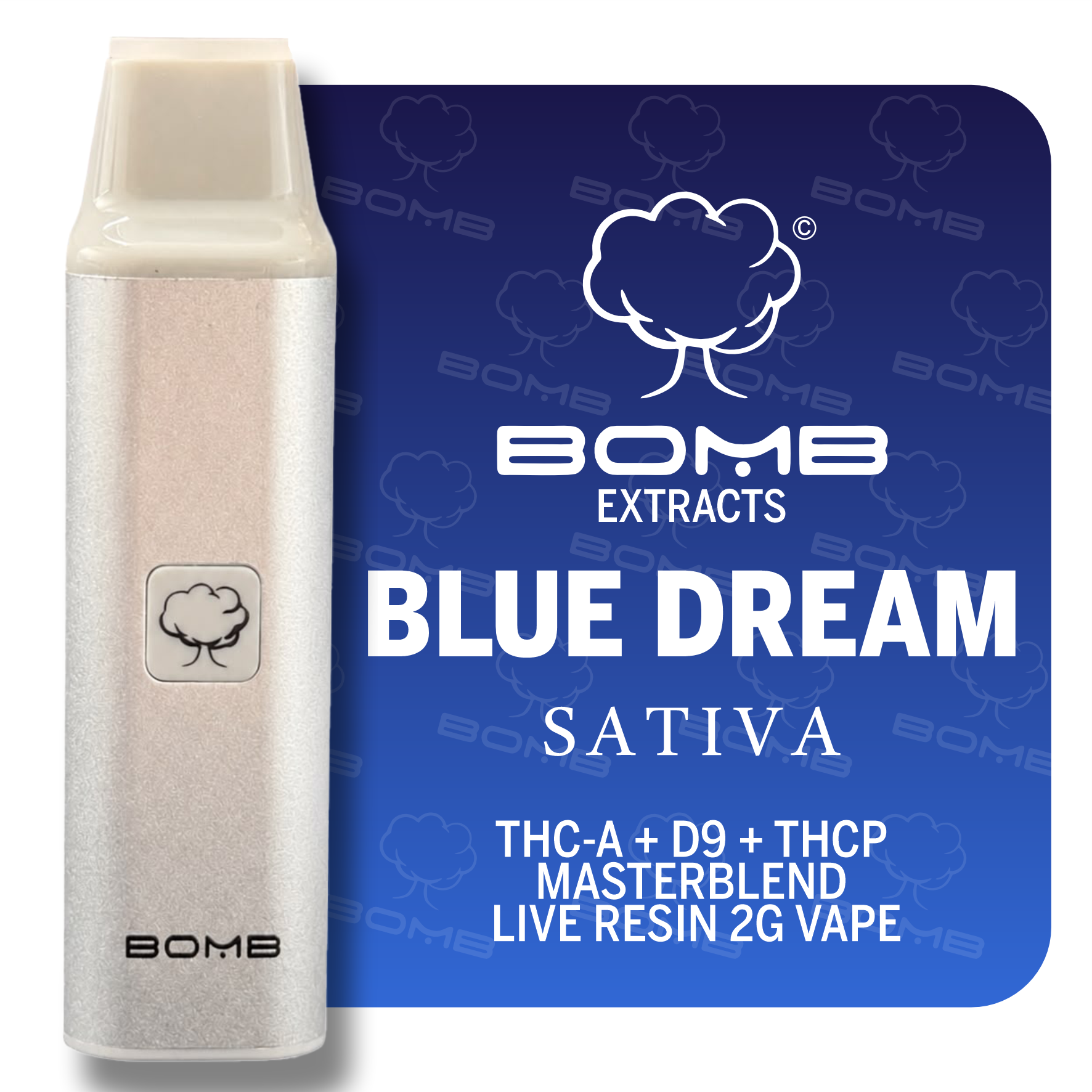 BOMB EXTRACTS THC-A + D9 + THCP MASTERBLEND LIVE RESIN 2G VAPE BLUE DREAM - SATIVA