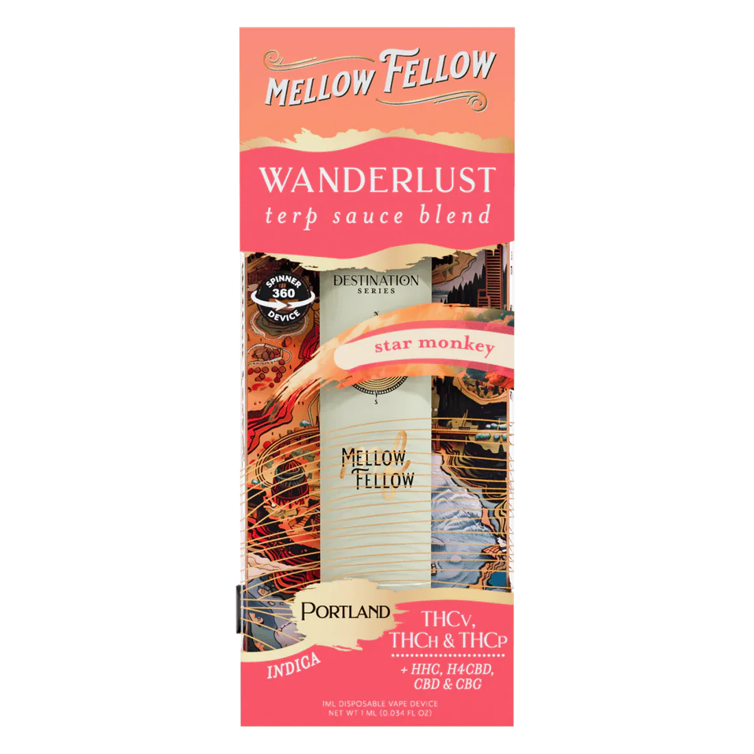 Mellow Fellow Wanderlust Blend - Terp Sauce 1ml Disposable Spinner Vap Mellow Fellow Wanderlust Blend - Terp Sauce 1ml Disposable Spinner Vap