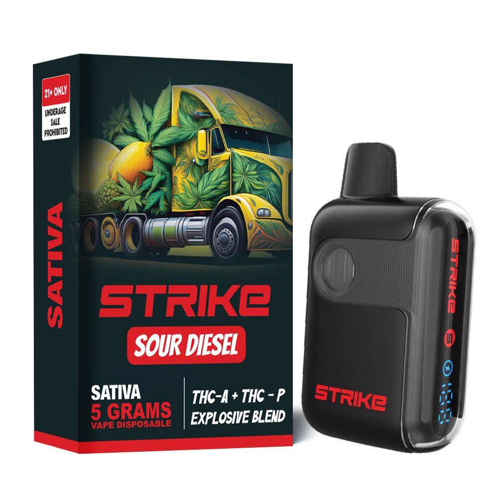 STRIKE THC-A EXPLOSIVE BLEND 5G VAPE DISPOSABLE SOUR DIESEL - SATIVA