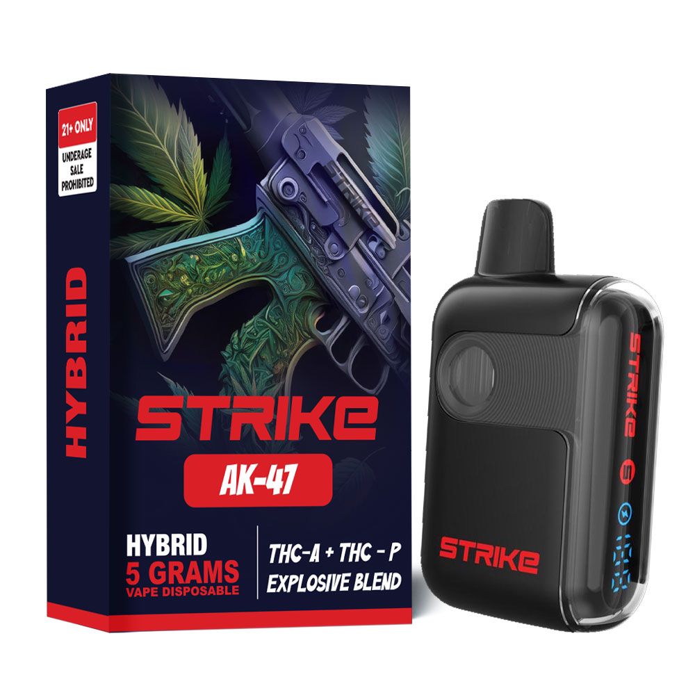 STRIKE THC-A EXPLOSIVE BLEND 5G VAPE DISPOSABLE AK47 - HYBRID STRIKE THC-A EXPLOSIVE BLEND 5G VAPE DISPOSABLE AK47 - HYBRID