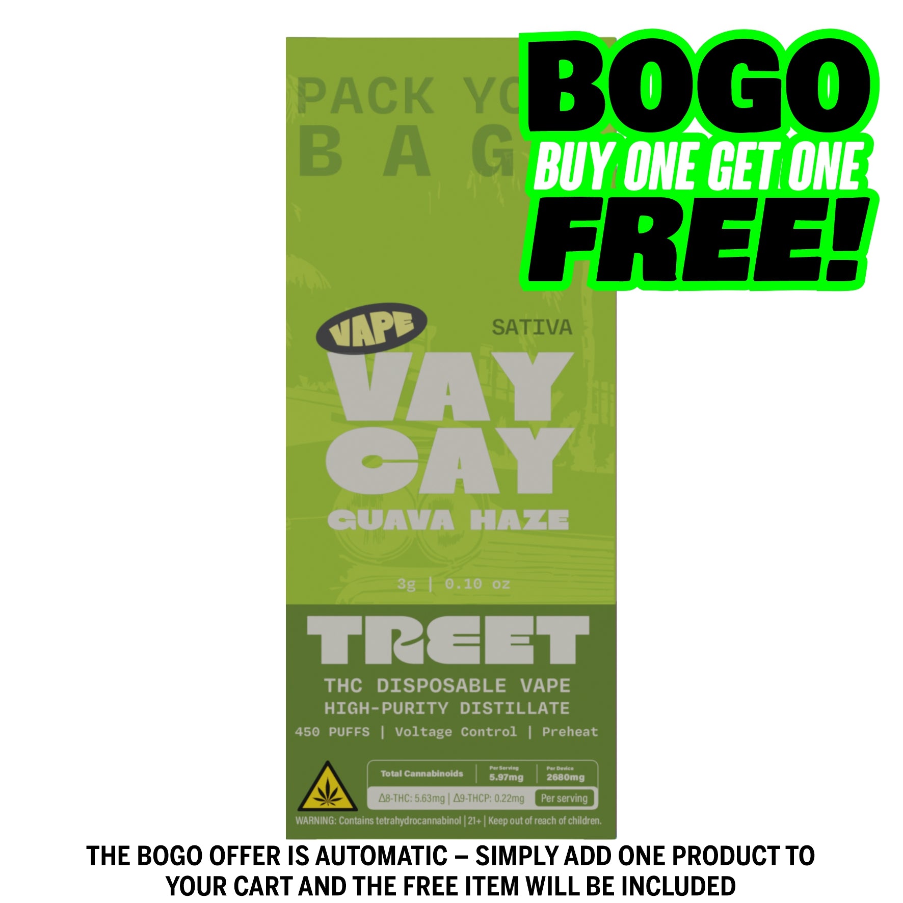 BOGO TREET 3G THC DISPOSABLE VAPE – VAY CAY GUAVA HAZE (SATIVA)