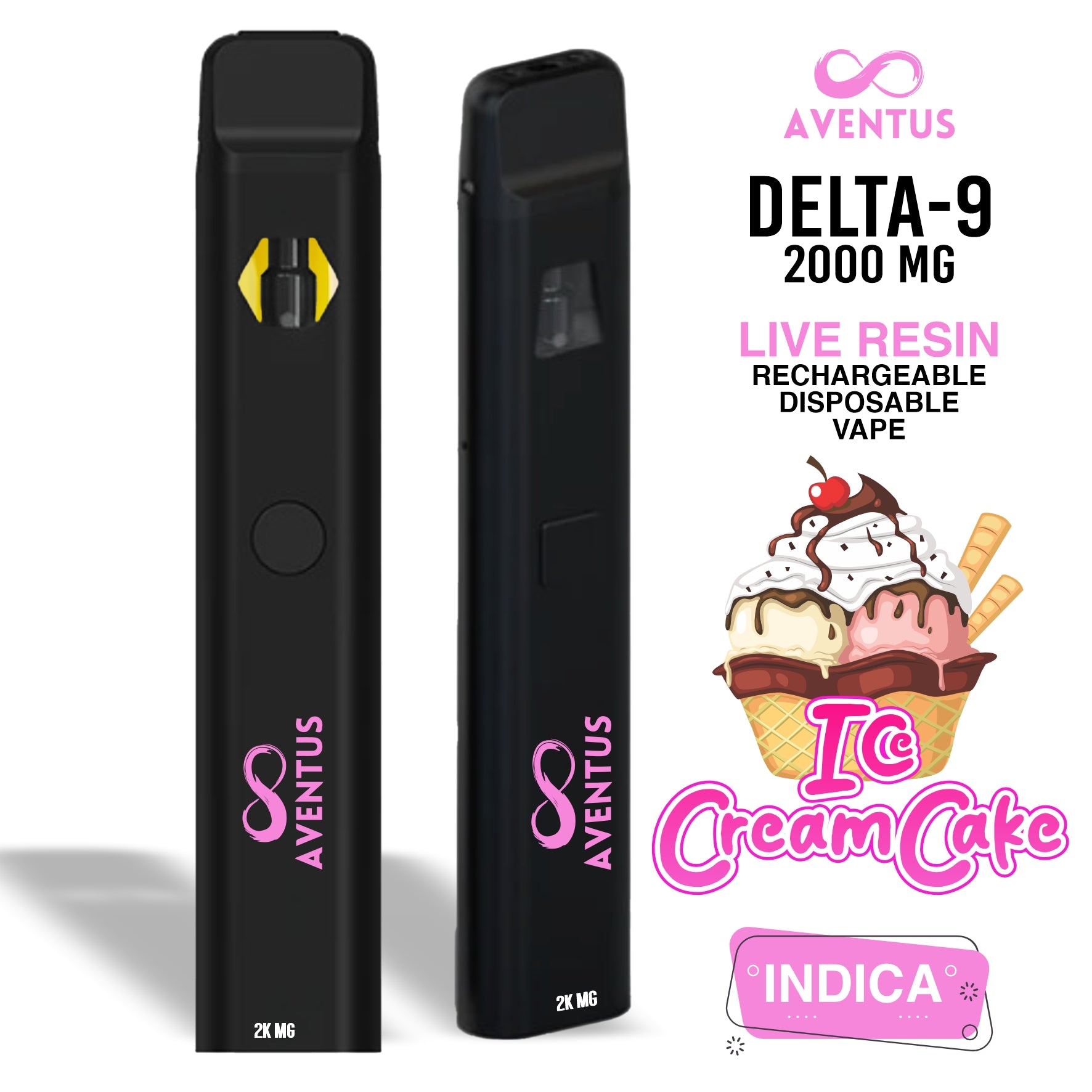 Disposable Vape 2G Delta 9 Ice Cream Cake Indica