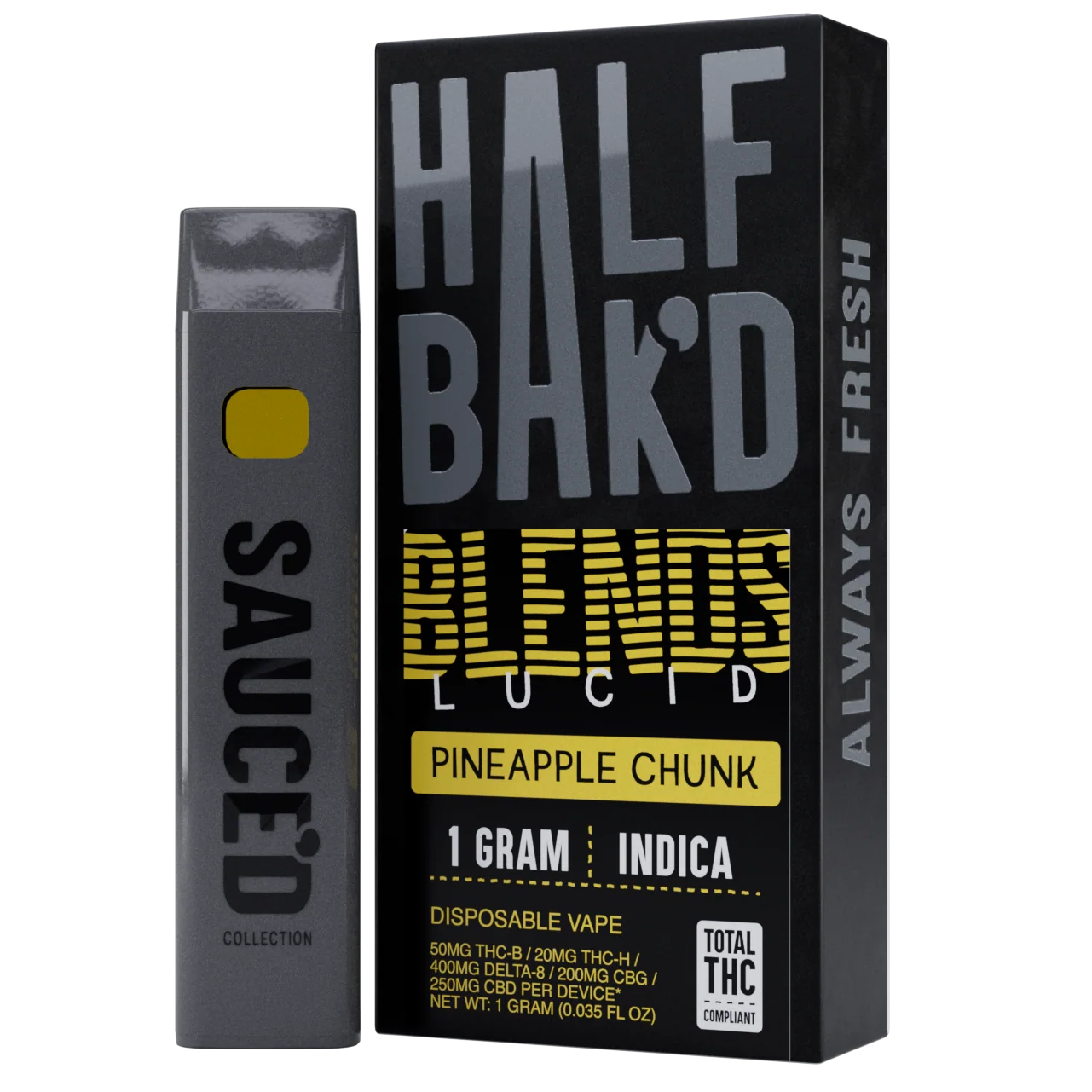 HALFBAK’D BLENDS LUCID – Pineapple Chunk (Indica)