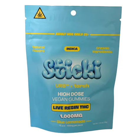 URB x TORCH Sticki Live Resin THC 1000MG Gummies - Blue Lemonade (Indica)