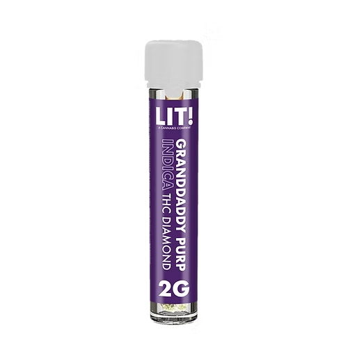 delta 8 indica graddaddy purple vape cart for sale LIT THC Diamond 2g Pre-Rolls Tubes - Granddaddy Purp