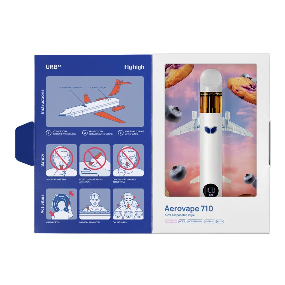 URB Disposable Vape 3ml Aerovape 710 Relax Blueberry Cookies - Indica