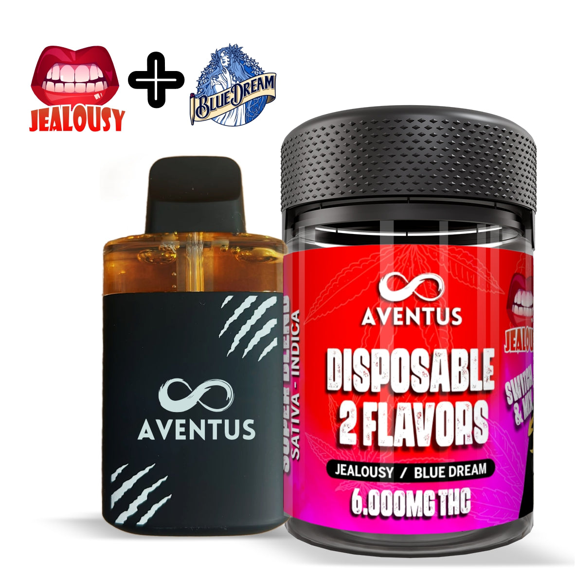 Dual Chamber Disposable Vape 6G. Delta 9 - JEALOUSY - BLUE DREAM