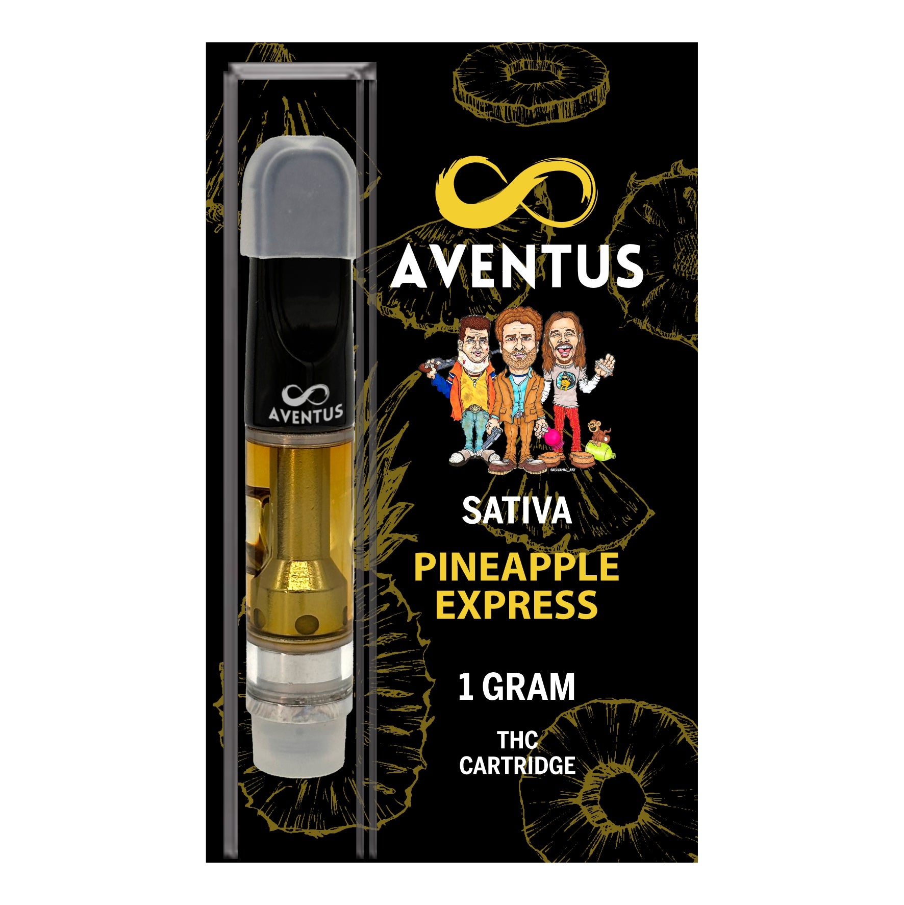 THC PINEAPPLE EXPRESS SATIVA Full Spectrum 510 Thread Vape Cartridge 1000mg 1 gram
