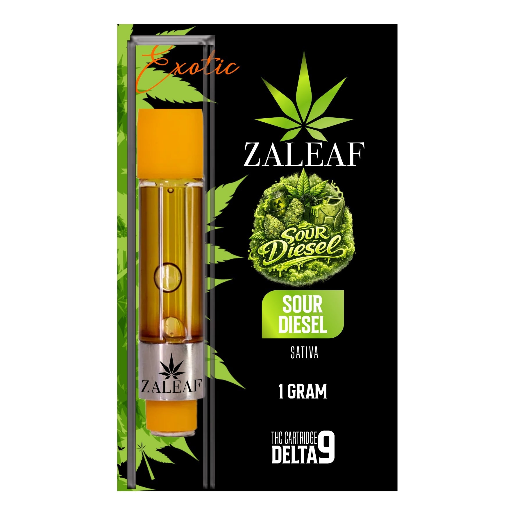 ZALEAF Delta-9 Vape Cartridge – 1G Premium THC Sour Diesel - Sativa