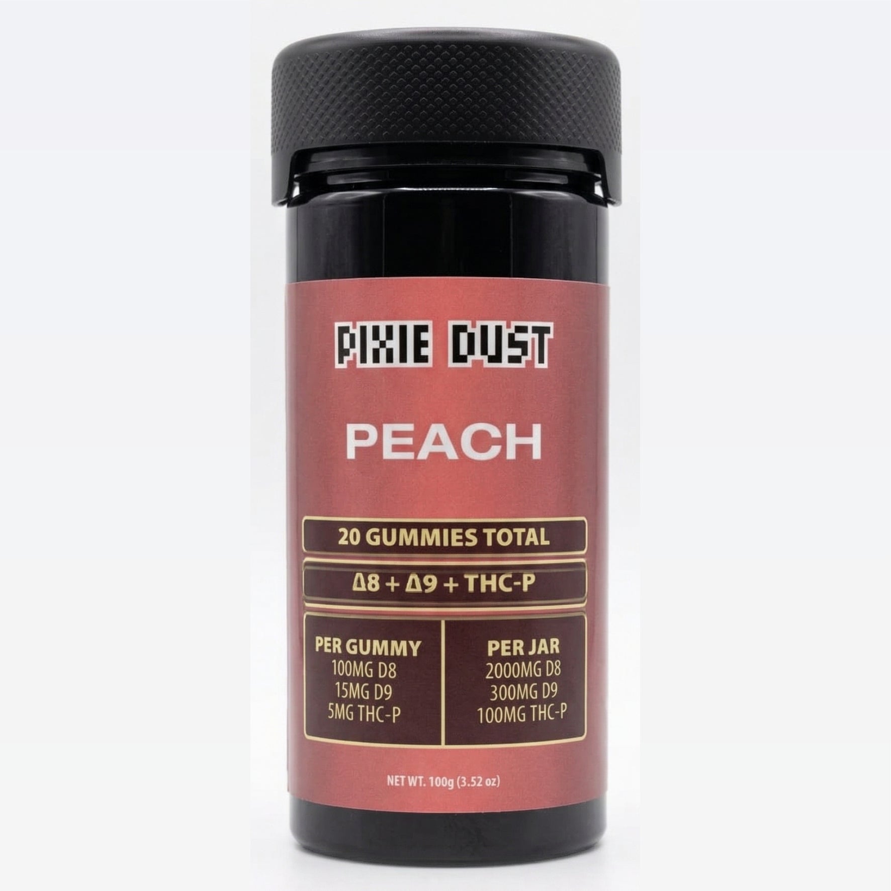 PIXIE DUST Peach Gummies D8 + D9 + THC-P 2400MG – 20 Count Premium Ble