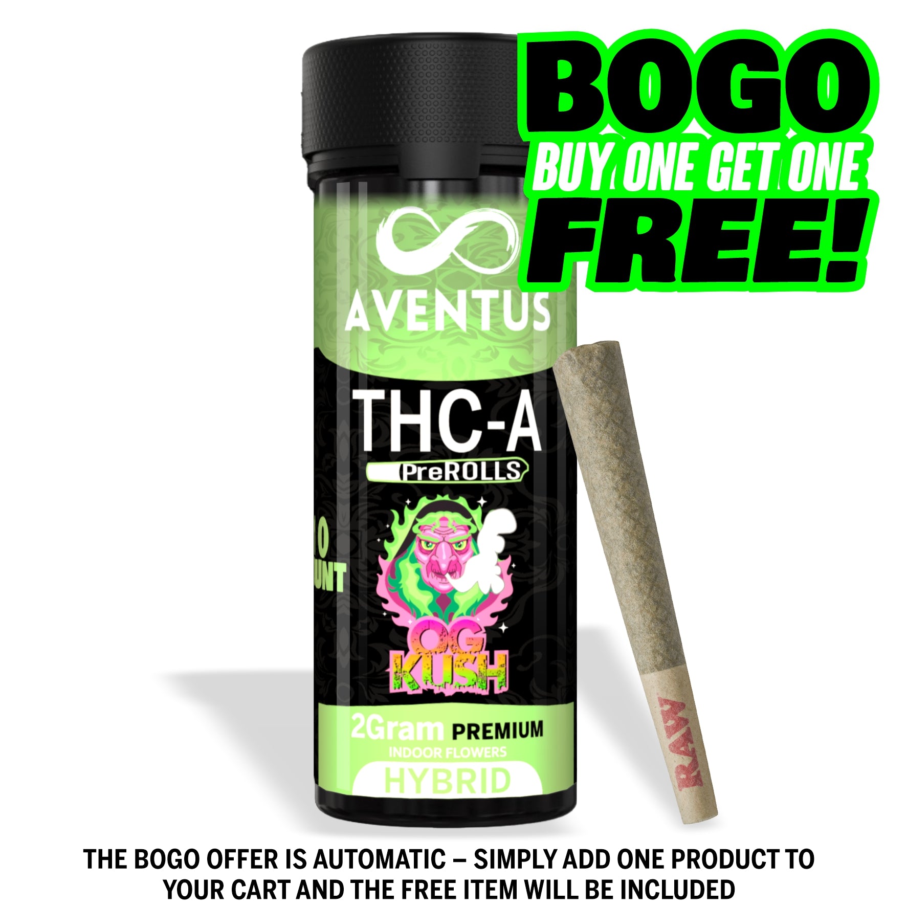 THC-A pre-rolls Jar of 10 x 2G Og Kush HYBRID