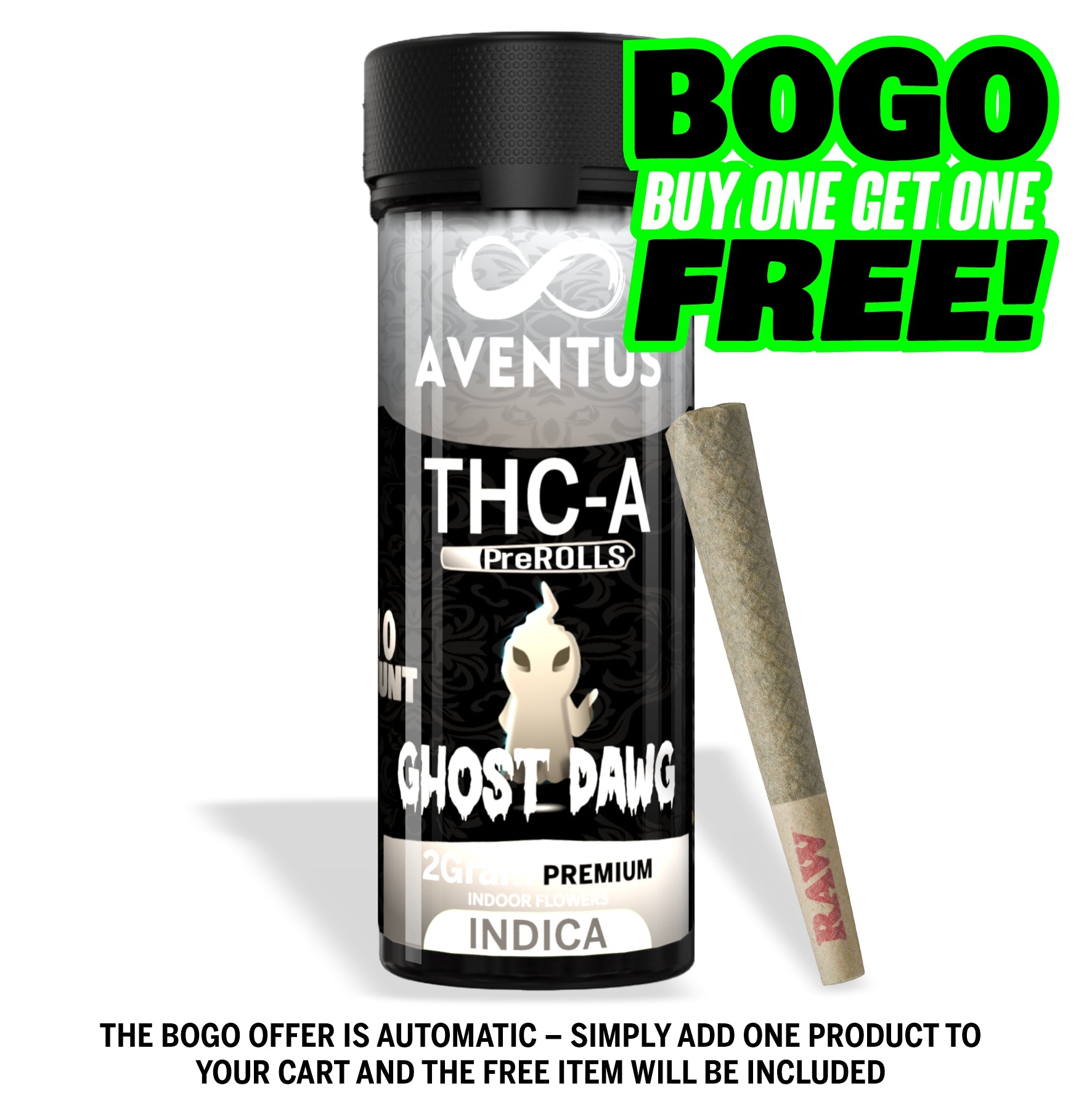 THC-A pre-rolls Jar of 10 x 2G Ghost Dawg INDICA