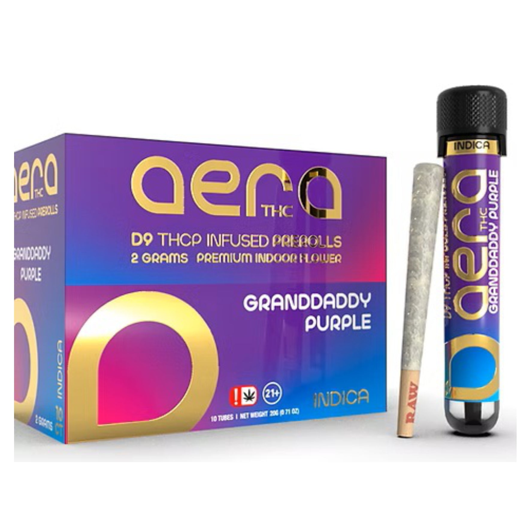 Aera D9 THCP Infused Preroll – Granddaddy Purple (Indica) | 2g Premium Indoor Flower