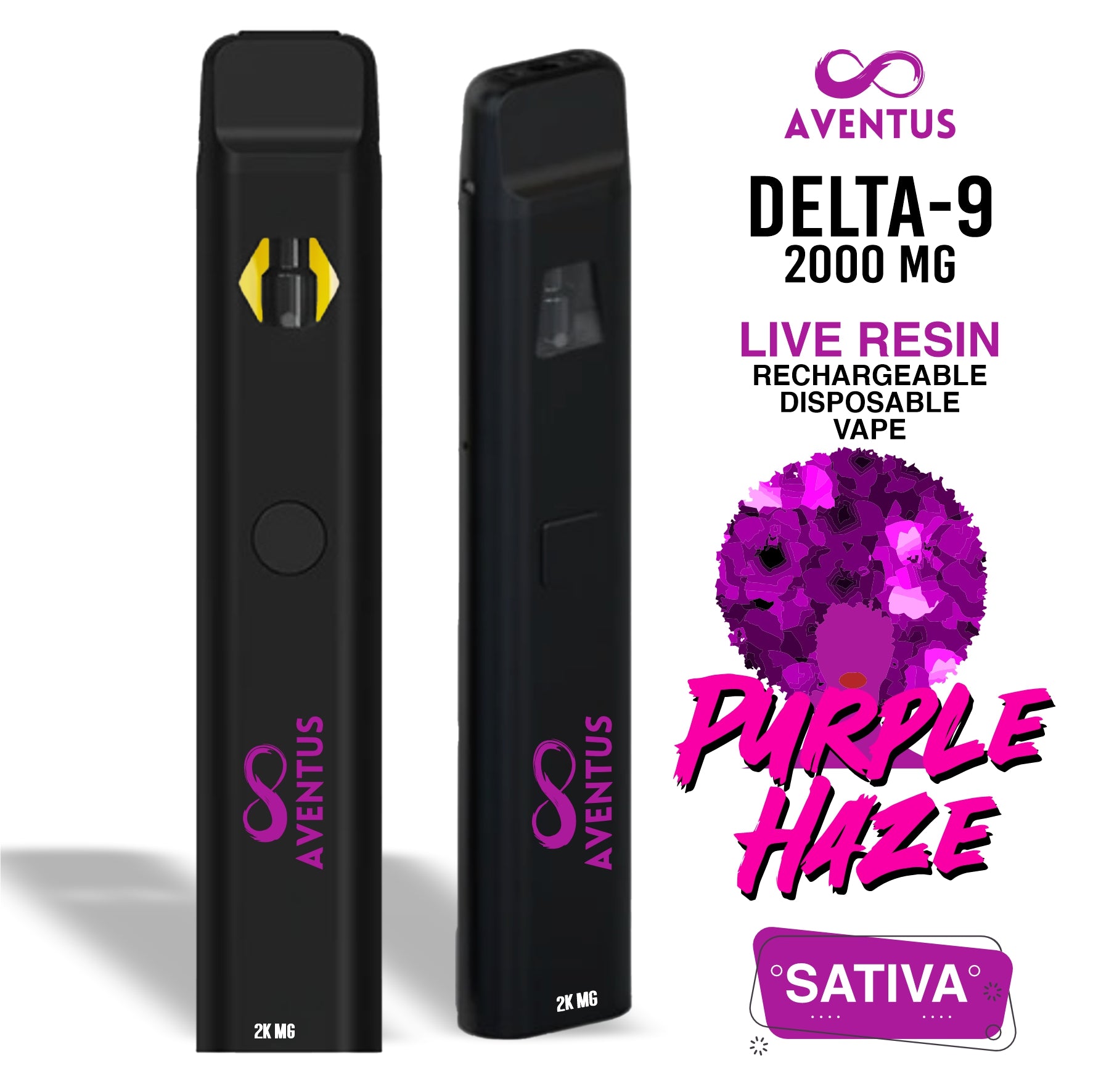 Disposable Vape 2G Delta 9 Purple haze Sativa