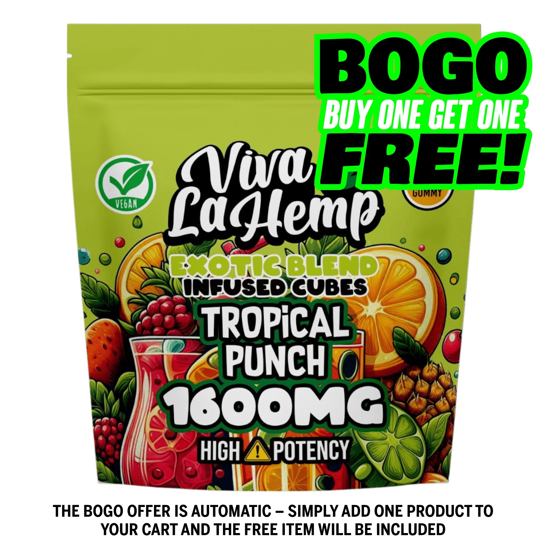 viva la hemp Exotic Blend Infused Cubes – 1600MG Tropical Punch