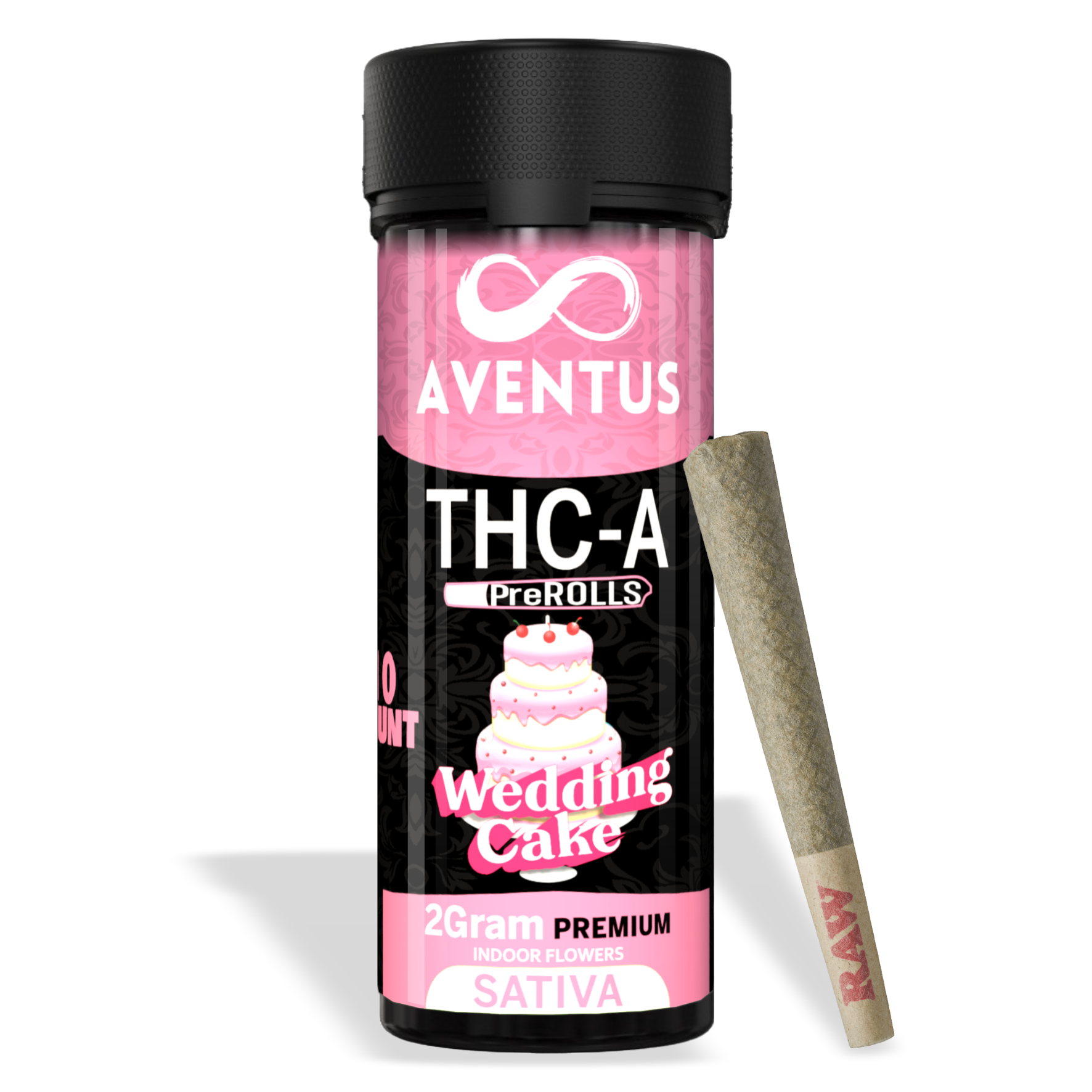 THC-A pre-rolls Jar of 10 x 2G Og Wedding Cake SATIVA