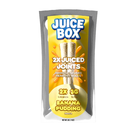 Juice Joints | 2x 1.5G Diamond Infused Hemp Pre Rolls | Banana Pudding